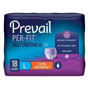 Absorbent Underwear Prevail® Per-Fit® Pull On with Tear Away Seams Adult Large Female Disposable Moderate Absorbency - Bag of 18