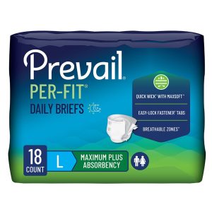 Incontinence Brief Prevail® Per-Fit® Maximum Plus Adult Large Unisex Disposable Heavy Absorbency - Pack of 18