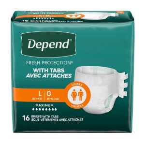 Incontinence Brief Depend® Protection With Tabs Adult Large Unisex Disposable Heavy Absorbency - Pack of 16